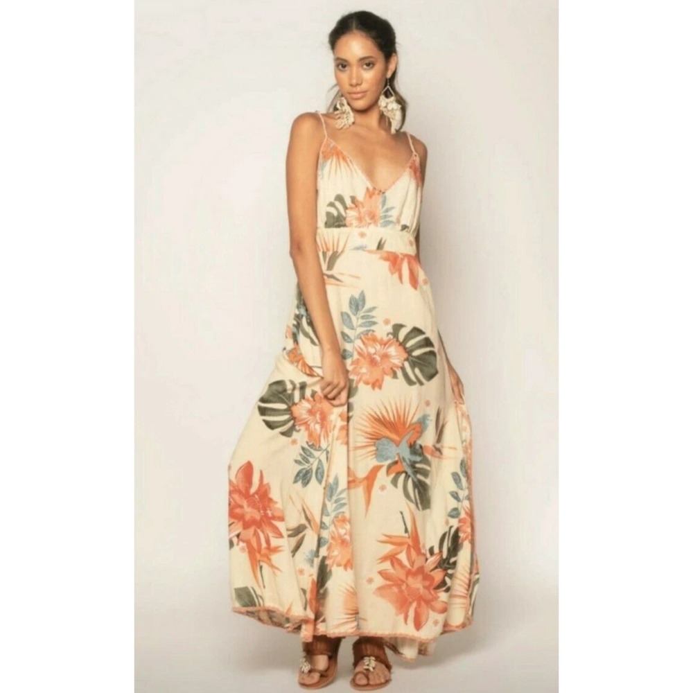 NEW Z&L Europe Boho Beachy Maxi Dress Floral Size Large‎